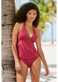 LASCANA Женский плавки бикини с кружевной отделкой, красный