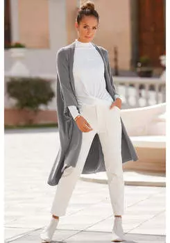 LASCANA Женский свободный кардиган, цвет grey-mottled