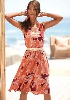 LASCANA Женское платье А-силуэта с принтом, цвет rust printed