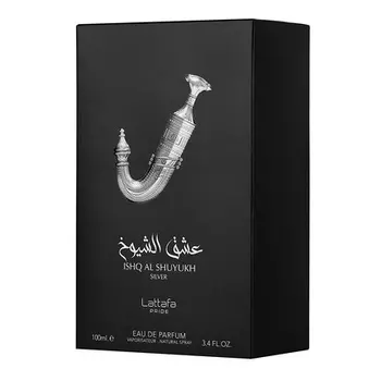 Lattafa Perfumes Ishq Al Shuyukh Silver Lattafa Pride EDP - Eau De Parfum 100 мл Лимон Бергамот Черный перец Ананас Древесный янтарь Белый кедр Ваниль Пачули