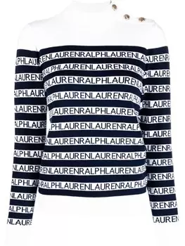 Lauren Ralph Lauren джемпер в полоску с высоким воротником, белый