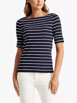 Lauren Ralph Lauren Джуди Полосатый трикотажный топ, Lauren Navy/White