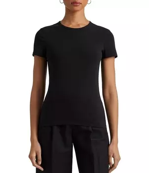 Lauren Ralph Lauren Футболка из эластичного хлопка с короткими рукавами и круглым вырезом, черный