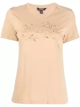Lauren Ralph Lauren футболка Katlin с вышивкой, коричневый