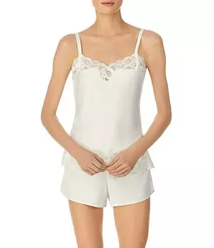 Lauren Ralph Lauren Короткий свадебный пижамный комплект с двойными ремешками и кружевами, бежевый