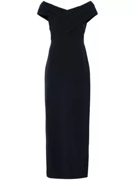 Lauren Ralph Lauren креповое вечернее платье с открытыми плечами, синий