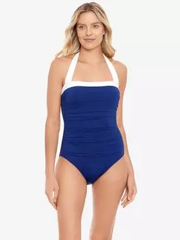 Lauren Ralph Lauren Купальник со сборками и контрастной отделкой, сапфировый