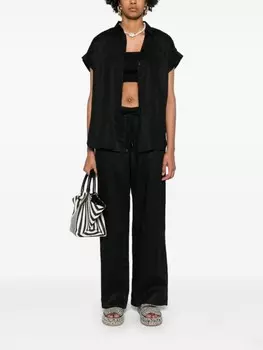 Lauren Ralph Lauren льняные брюки с кулиской, черный