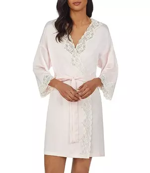 Lauren Ralph Lauren Матовое атласное кимоно с рукавами-координаторами и коротким свадебным халатом с запахом, розовый