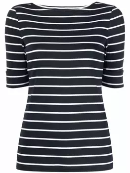 Lauren Ralph Lauren полосатый топ с короткими рукавами, синий