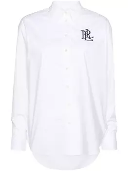 Lauren Ralph Lauren поплиновая рубашка с вышитым логотипом, белый