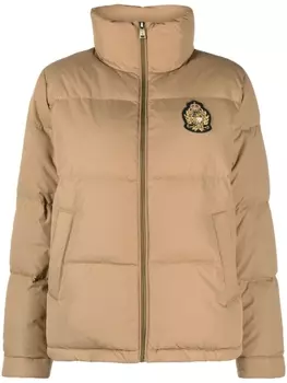 Lauren Ralph Lauren пуховик с нашивкой-логотипом, коричневый