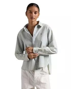 Lauren Ralph Lauren Рубашка из льна из шамбре на пуговицах спереди, синий