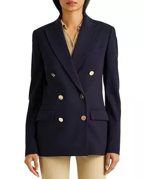 Lauren Ralph Lauren Шерстяной креповый блейзер, синий