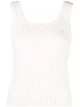 Lauren Ralph Lauren топ фактурной вязки с U-образным вырезом, нейтральный