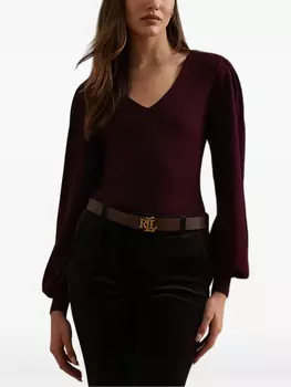 Lauren Ralph Lauren топ в рубчик с V-образным вырезом, красный