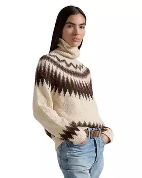Lauren Ralph Lauren Водолазка из смесовой шерсти с жаккардовым узором, мультиколор