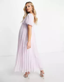 Лавандовое платье миди добби со складками и отделкой фестонами ASOS DESIGN Maternity