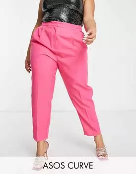 Лазурно-розовые зауженные брюки ASOS DESIGN Curve