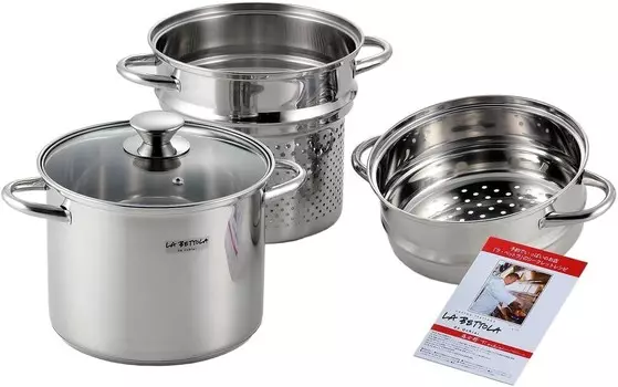 LB-177 Кастрюля для приготовления пасты и пара Ochiai, совместимая с IH200V, 7,9 дюйма (20 см), серебристая Tamahashi, Silver