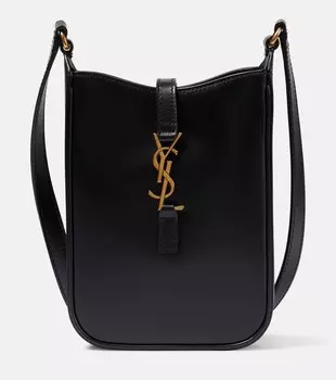 Le 5 7 Миниатюрная кожаная сумка через плечо Saint Laurent, черный