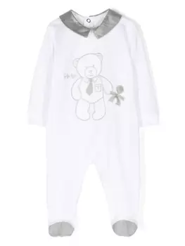 Le Beb пижама с вышивкой Teddy Bear, белый