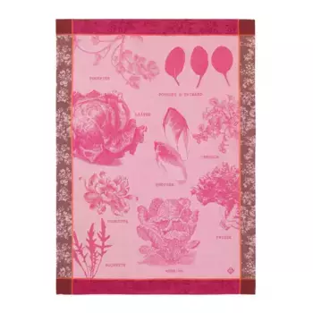 Le Jacquard Franais Кухонное полотенце из чесаного хлопка Salades Illustres Le Jacquard Francais, розовый