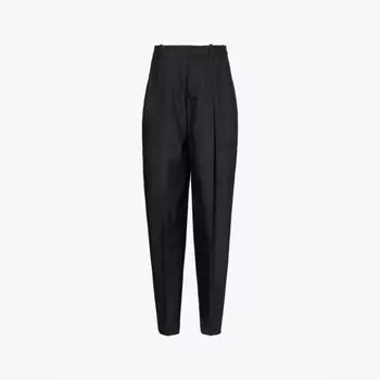 Le pantalon curzio плиссированные широкие брюки с высокой посадкой из шерсти и шелка Jacquemus, черный