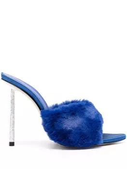 Le Silla Bella 120mm faux-fur mules, синий