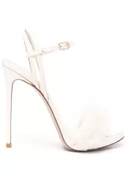 Le Silla Gwen 130mm leather sandals, нейтральный цвет