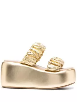 Le Silla мюли Aiko со сборками и эффектом металлик, золотой