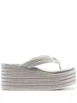 Le Silla шлепанцы на платформе с кристаллами, серебристый