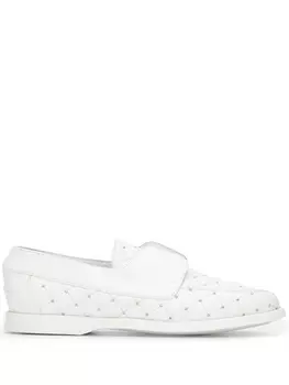Le Silla стеганые лоферы с заклепками, белый