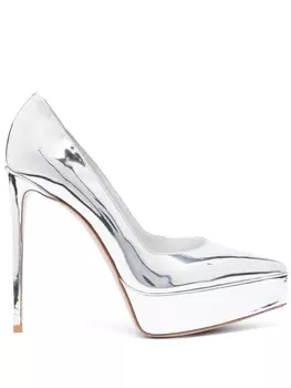 Le Silla Uma 130mm platform pumps, серебристый