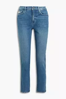 Le Sylvie Slender Прямые джинсы прямого кроя со средней посадкой и потертостями FRAME, синий