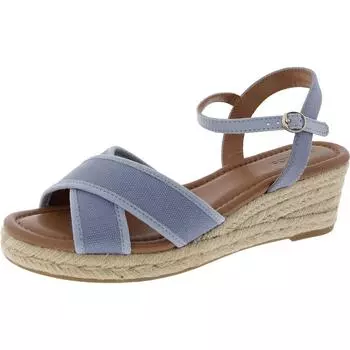 Leah Женские босоножки на танкетке с открытым носком и мягкой стелькой Style & Co., цвет blue canvas