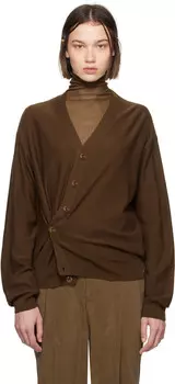 LEAIRE Коричневый свободный перекрученный кардиган LEMAIRE