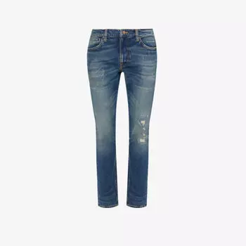 Lean dean зауженные зауженные джинсы из эластичного денима с потертостями Nudie Jeans, цвет yesterday news