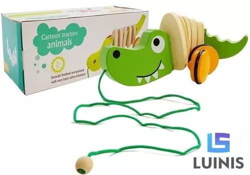 Lean Toys, Игрушка-коляска «Крокодил» на колесиках, 18 см.