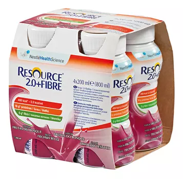 Лечебное питание Resource 2.0 Fibre Smak Owoce Lene, 4 op.