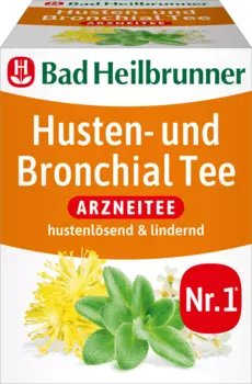 Лечебный чай от кашля и усилителя Бронхиальный чай (8 пакетиков) 16 г. Bad Heilbrunner