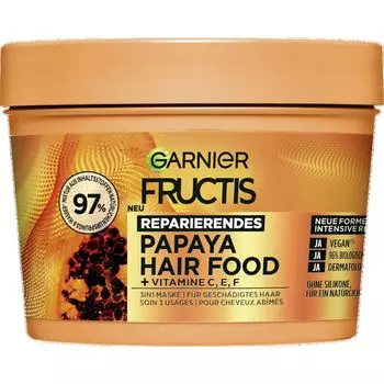 Лечение волос Папайя Hair Food 3in1 Маска для поврежденных волос Garnier, 400 ml