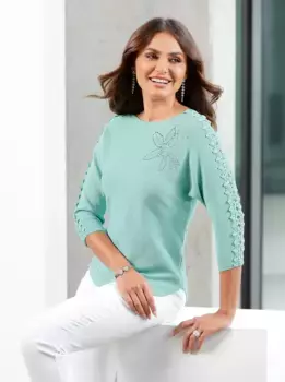 Леди свитер с рукавом 3/4 "Пуловер" Lady, мятный