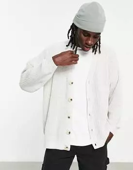 Ледяно-серый вязаный свободный кардиган в рубчик ASOS DESIGN ASOS DESIGN