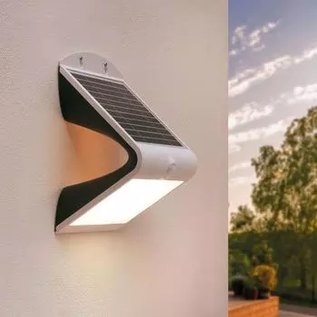 Ledvion Современный настенный светильник на солнечных батареях с датчиком движения, белый, 4 Вт, 3000 К, водонепроницаемый IP65, 220 люмен, обнаружение движения и сумеречный выключатель, энергоэффективный и устойчивый к атмосферным воздействиям....