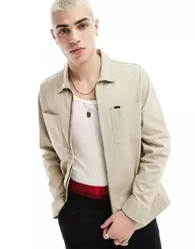 Lee Chetopa куртка-рубашка свободного кроя каменно-бежевого цвета из хлопкового твила с застежкой-молнией спереди
