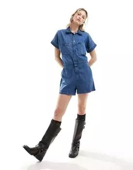 Lee – синий короткий джинсовый комбинезон