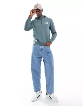 Lee — толстовка среднего зеленого цвета с волнистым вышитым логотипом