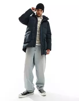 Lee – утепленная черная куртка с капюшоном длинного покроя