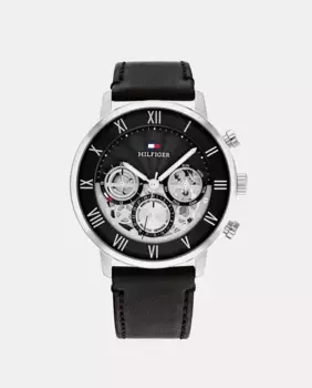 Legend 1710565 многофункциональные черные кожаные мужские часы Tommy Hilfiger, черный